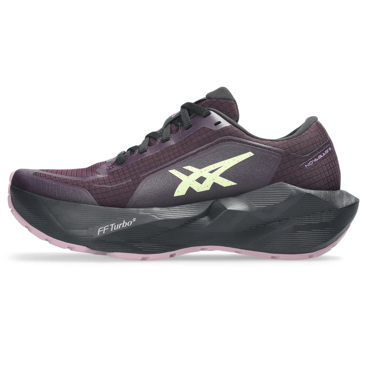 ASICS Novablast 6 GTX pour femme, coloris aubergine et noir - vue latérale intérieure