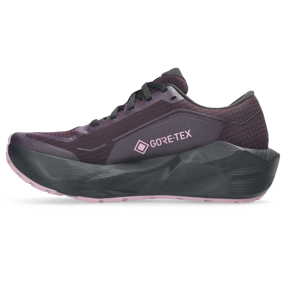 ASICS Novablast 6 GTX pour femme, coloris aubergine et noir - vue latérale gauche