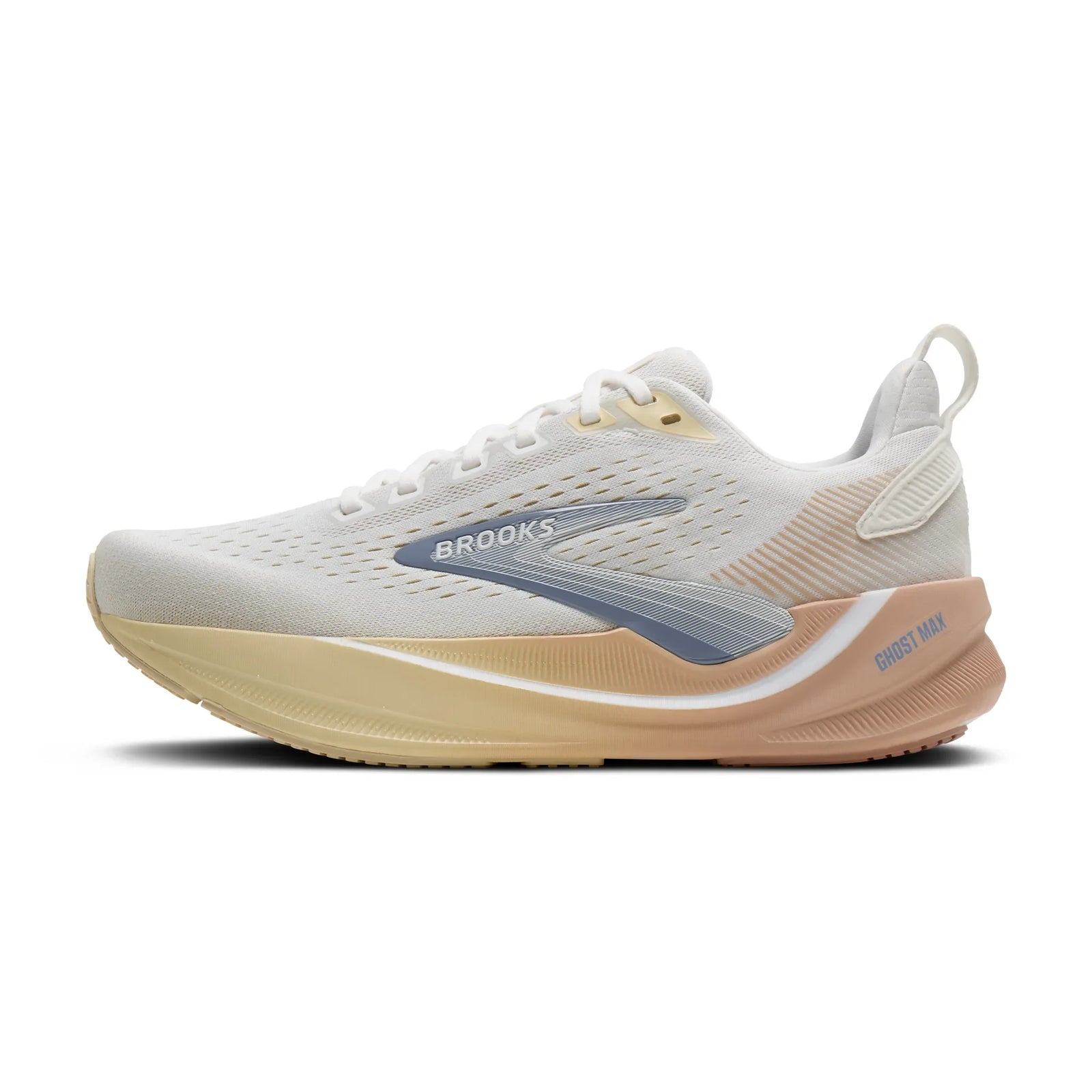 Brooks Ghost Max 4 chaussures de course à pied pour femme - Blanc / Rose / Rutabaga