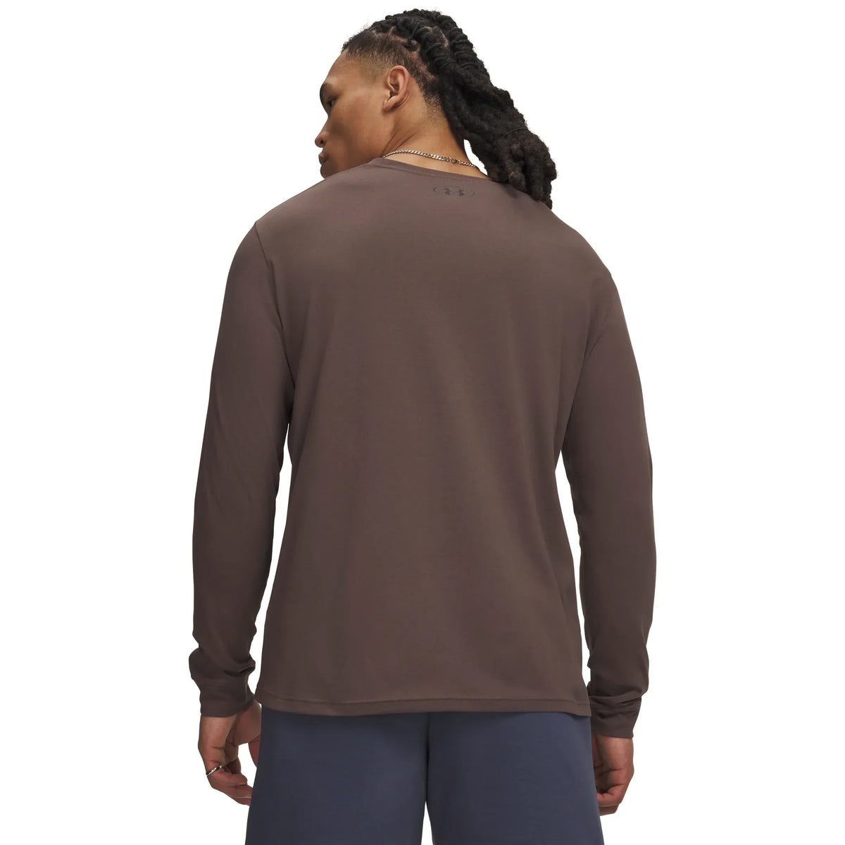 UA haut à manches longues avec logo à gauche pour homme Peppercorn / Noir - dos