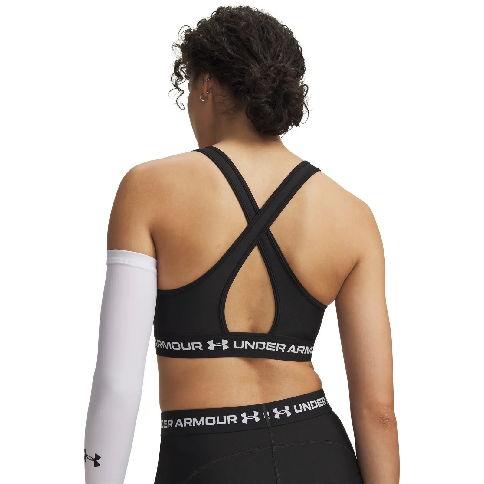 UA Crossback Mid soutien-gorge de sport croisé dans le dos pour femme Ultimate Black / Blanc - dos