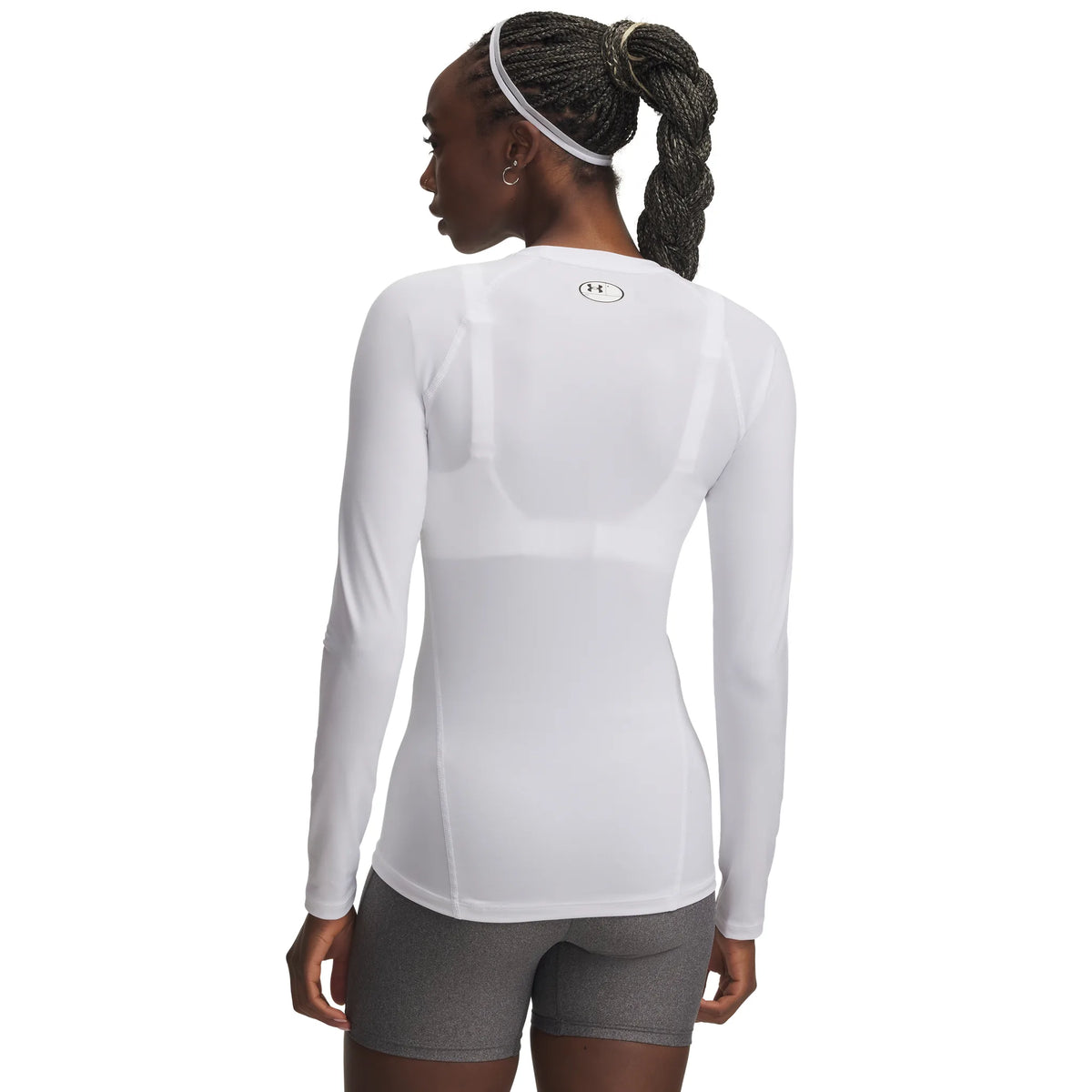 UA HeatGear Armour chandail de compression à manches longues pour femme Blanc / Halo Gray - dos