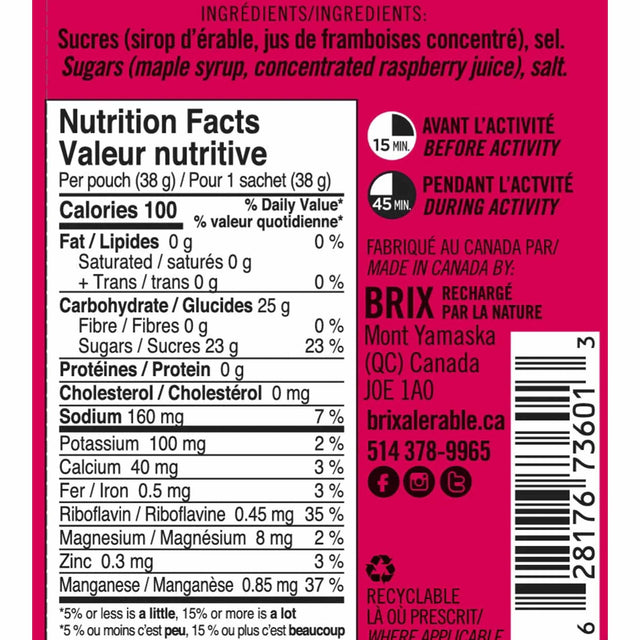 Brix Brix gels énergétique pour sportifs à base d'érable