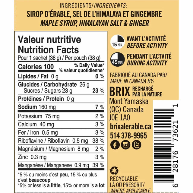 Brix Brix gels énergétique pour sportifs à base d'érable