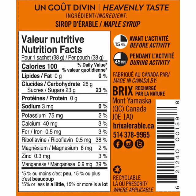 Brix Brix gels énergétique pour sportifs à base d'érable