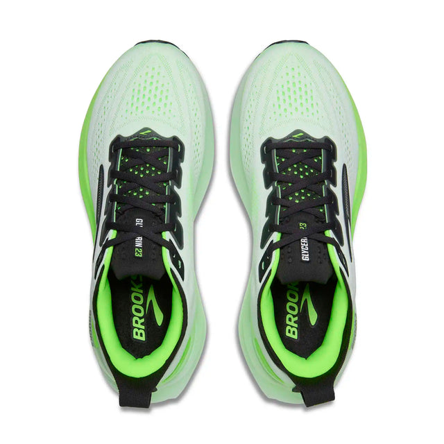 Brooks Glycerin 23 chaussures de course homme - White / Phantom / Green Gecko