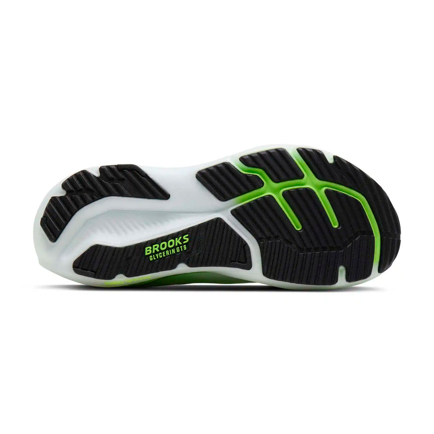 Brooks Glycerin GTS 23 chaussures de course homme - White / Phantom / Green Gecko
