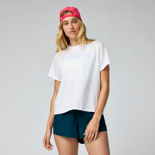 Brooks Graphic t-shirt de course à pied - White / Halogen Blue