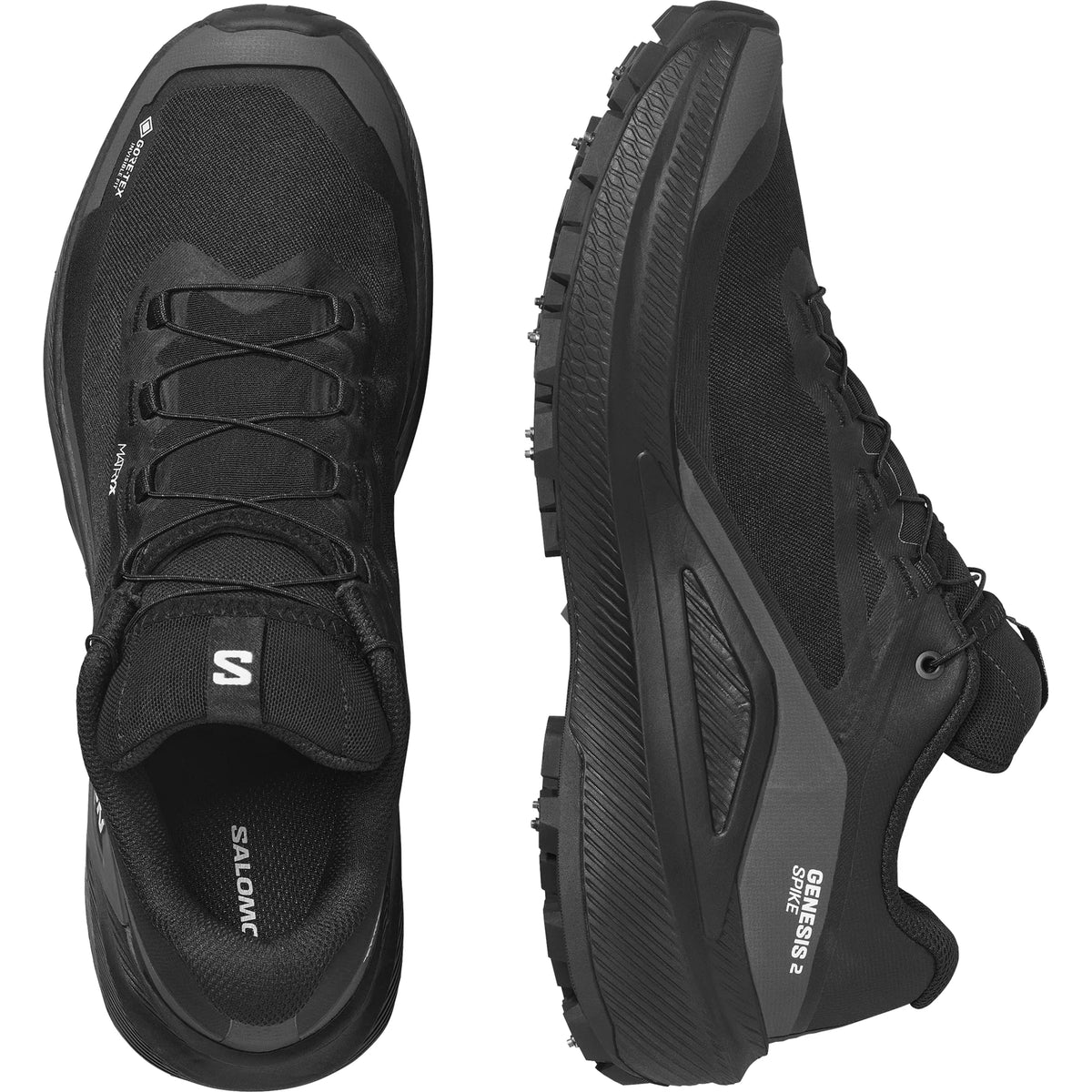 Salomon Genesis 2 GTX Spike chaussures de course en sentier unisexe - Black / Black / White, détail