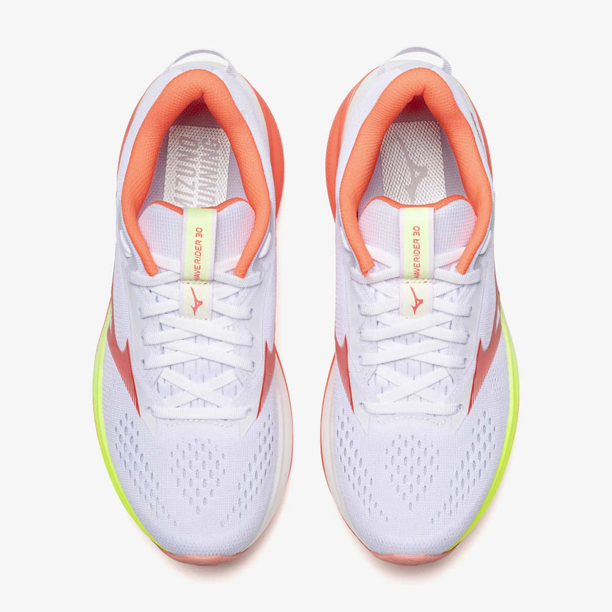 Mizuno Wave Rider 30 Women's Running Shoes - White / Flamingo Coral