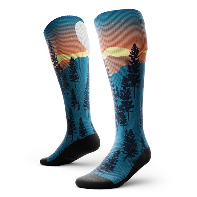 Outway Bright Night Athletic Knee High chaussette de compression unisexe - bleu