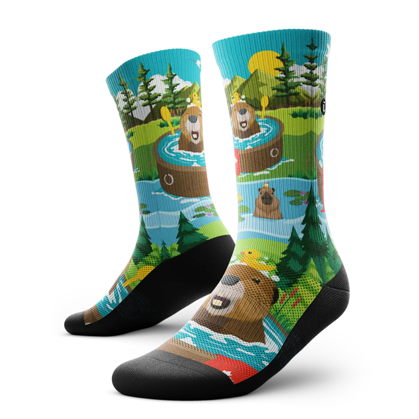 Outway Bubbly Beaver Crew unisex running socks - Green / Blue
