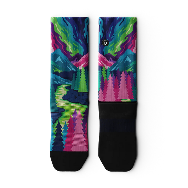 Outway Lost Paradise Crew Chaussette de course à pied unisexe - Vert / Bleu
