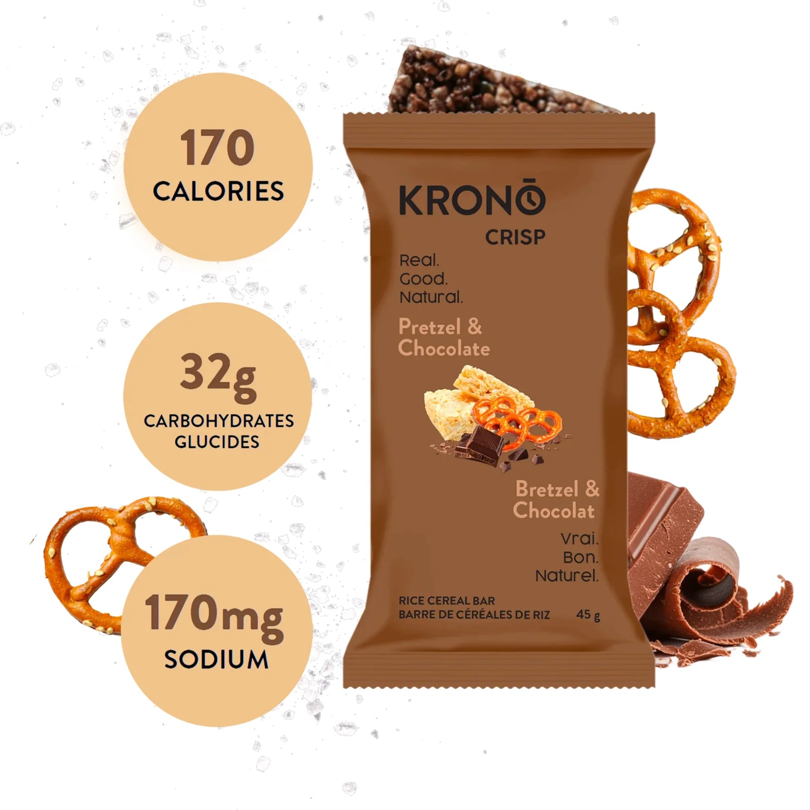 Krono Nutrition Pretzel and Chocolate Crispy Rice Bar