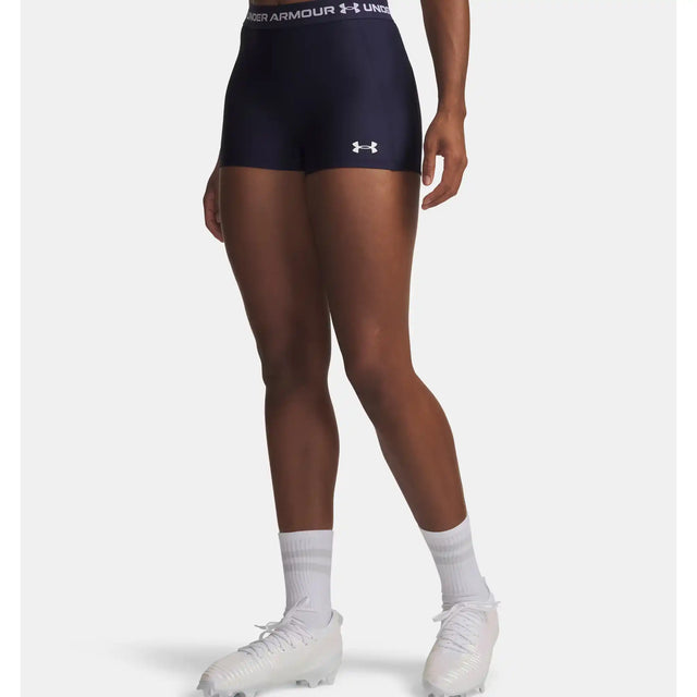 Under Armour Heatgear short court 8 cm femme - Bleu marine minuit / Blanc