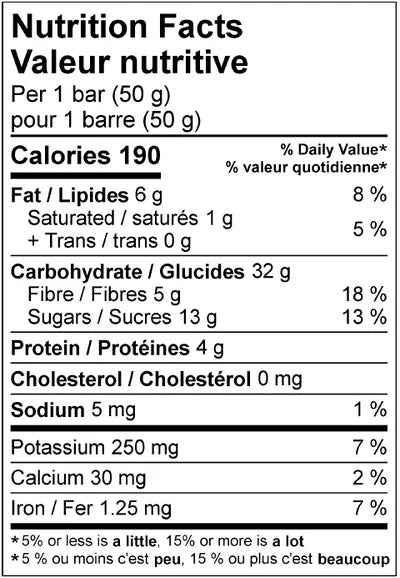 Krono Nutrition Energy Bar Apple & Maple Nutrition facts