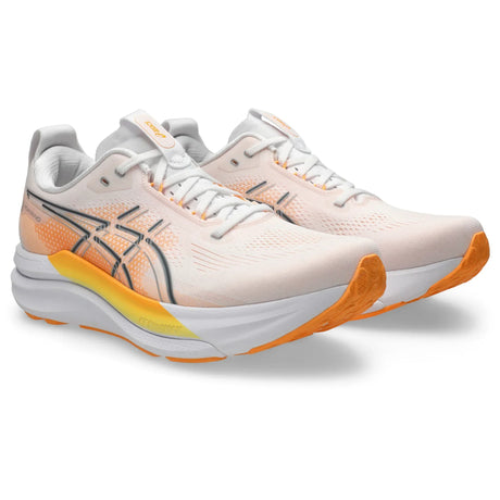 ASICS Gel-Kayano 33 pour homme, coloris blanc et orange - vue latérale extérieure