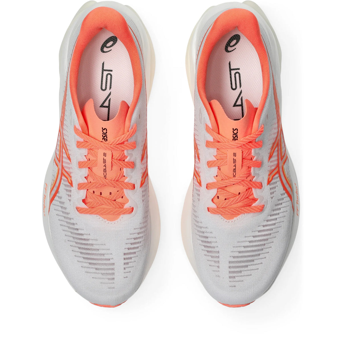 ASICS Sonicblast 2 pour femme, coloris blanc et corail - vue de dessus