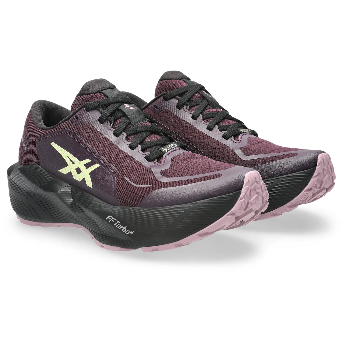 ASICS Novablast 6 GTX pour femme, coloris aubergine et noir - vue latérale extérieure
