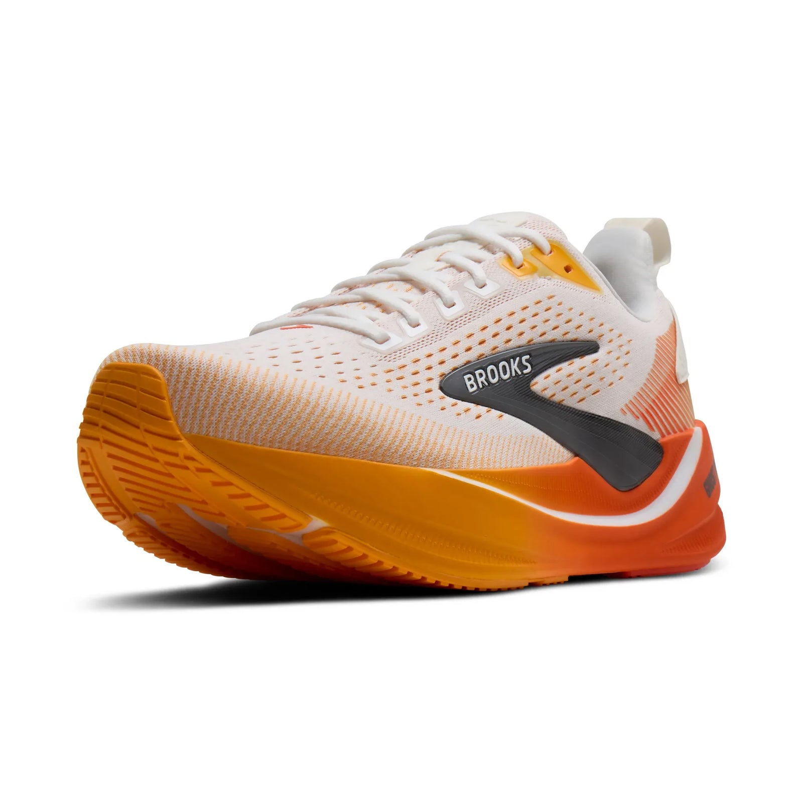 Brooks Ghost Max 4 chaussures de course à pied pour homme - Blanc / Orange / Rouge