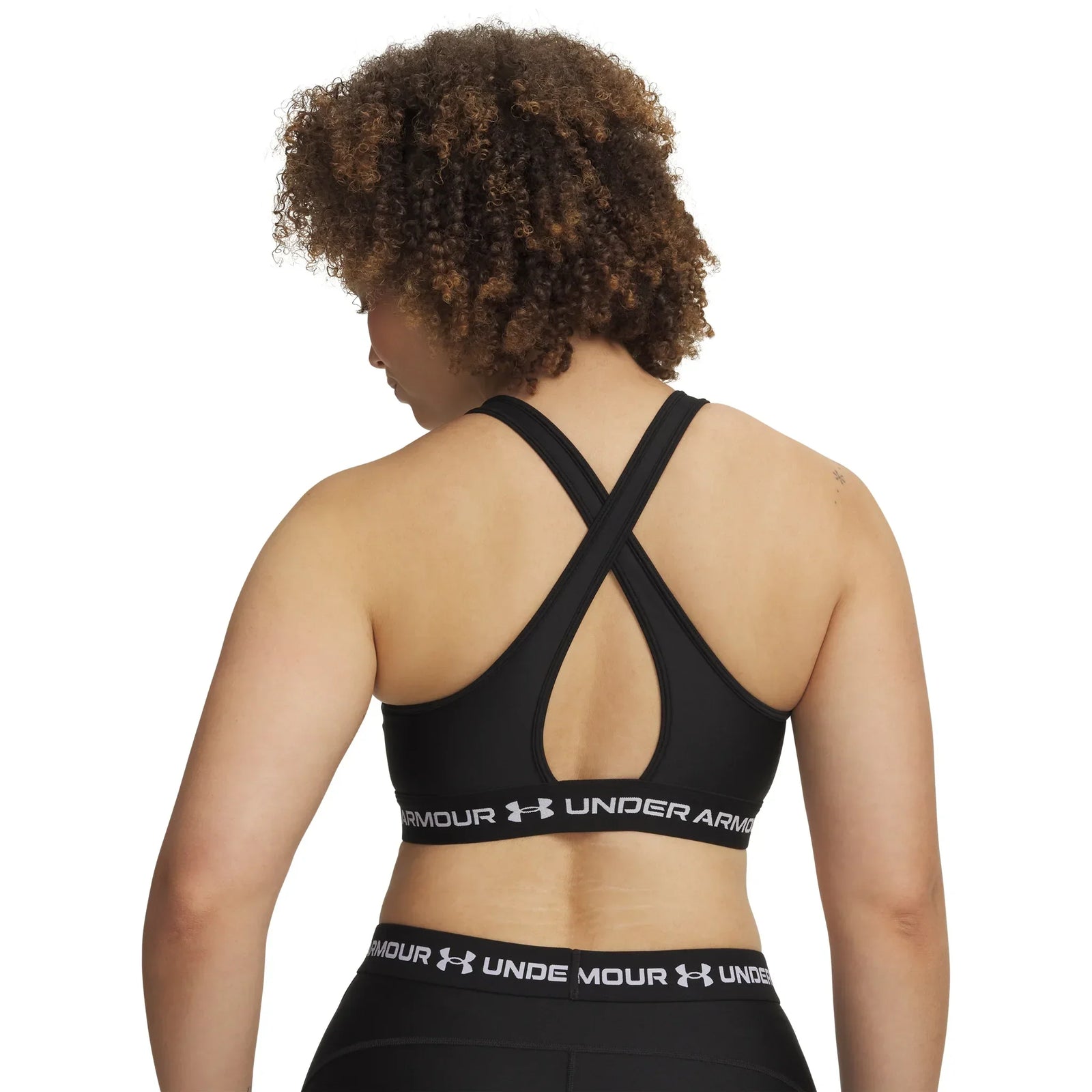 UA Crossback Mid soutien-gorge de sport croisé dans le dos pour femme Ultimate Black / Blanc - dos