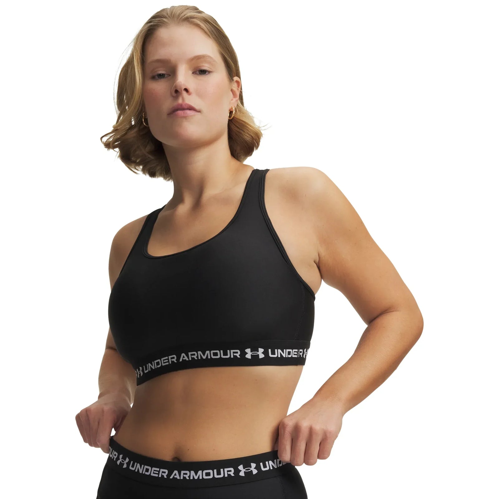 UA Crossback Mid soutien-gorge de sport croisé dans le dos pour femme Ultimate Black / Blanc