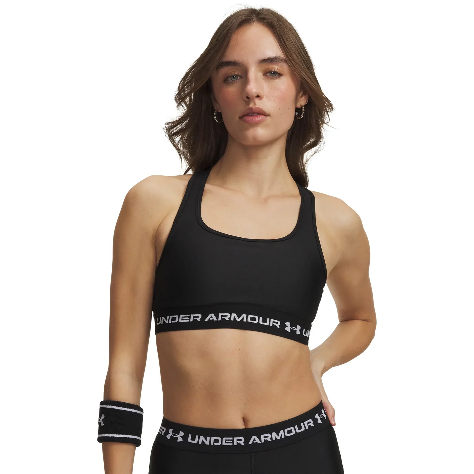 UA Crossback Mid soutien-gorge de sport croisé dans le dos pour femme Ultimate Black / Blanc