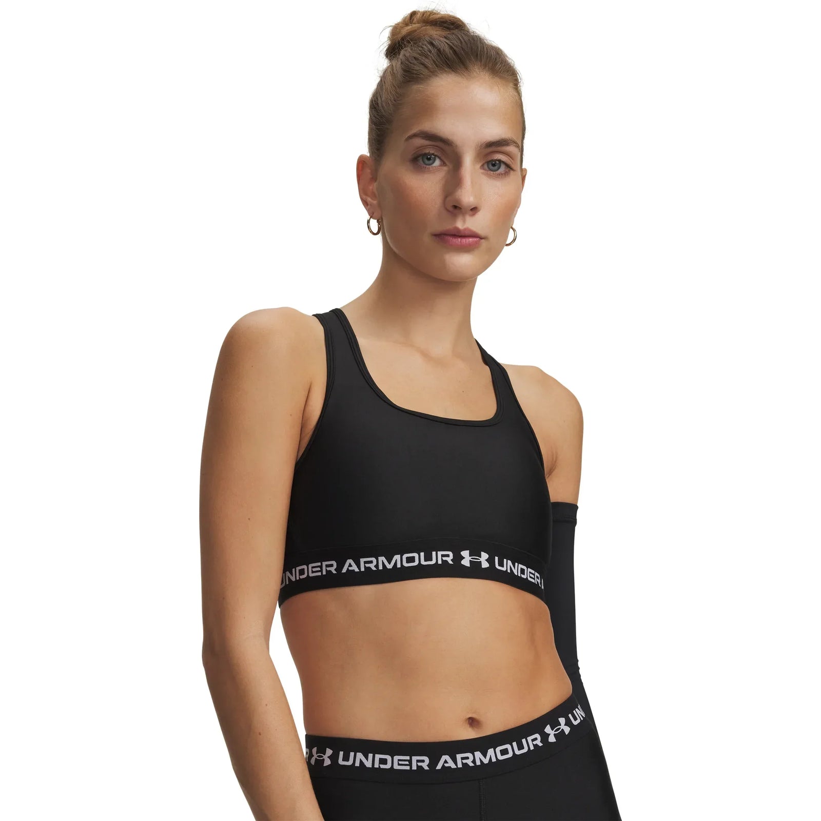 UA Crossback Mid soutien-gorge de sport croisé dans le dos pour femme Ultimate Black / Blanc