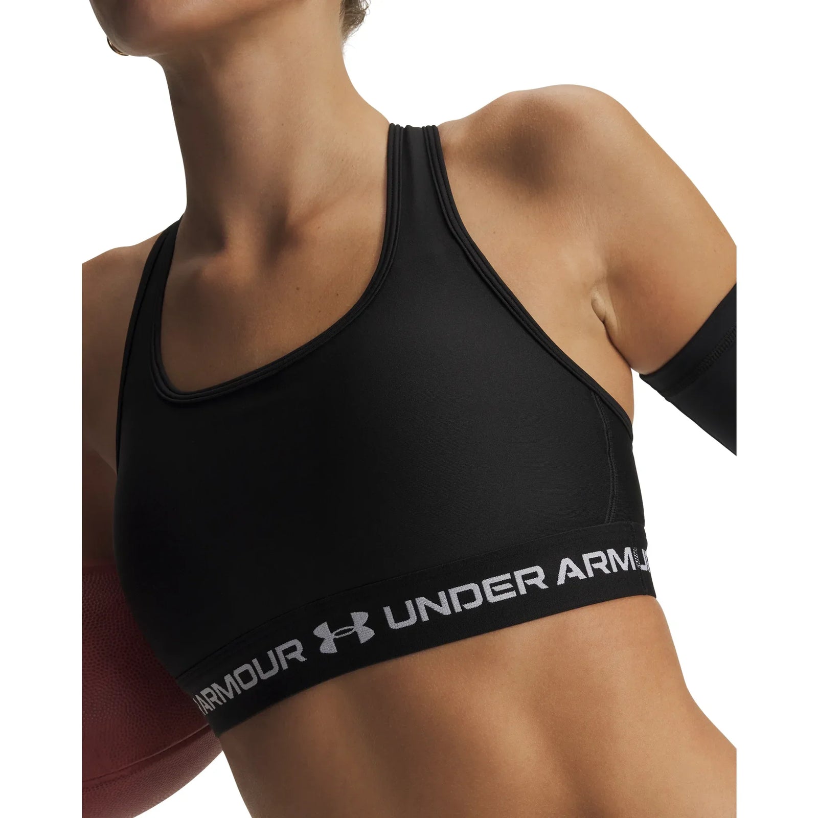 UA Crossback Mid soutien-gorge de sport croisé dans le dos pour femme Ultimate Black / Blanc - détail