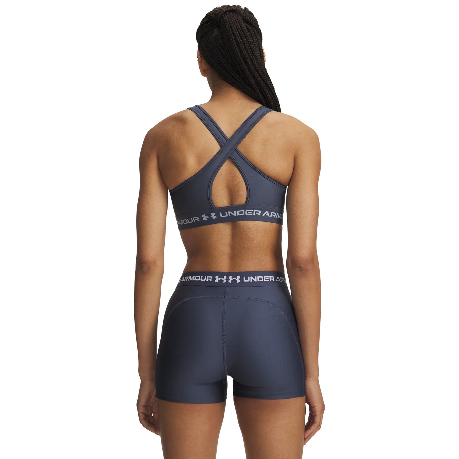 UA Crossback Mid soutien-gorge de sport croisé dans le dos pour femme Downpour Gray / Blue Fog - dos