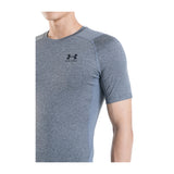 UA HeatGear Armour t-shirt de compression à manches courtes pour homme Carbon Heather / Noir - détail de la manche