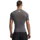 UA HeatGear Armour t-shirt de compression à manches courtes pour homme Carbon Heather / Noir - dos