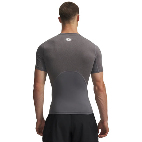 UA HeatGear Armour t-shirt de compression à manches courtes pour homme Carbon Heather / Noir - dos