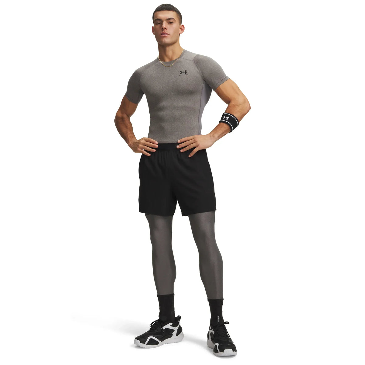 UA HeatGear Armour legging de compression pour homme Carbon Heather / Noir