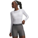UA HeatGear Armour chandail de compression à manches longues pour femme Blanc / Halo Gray