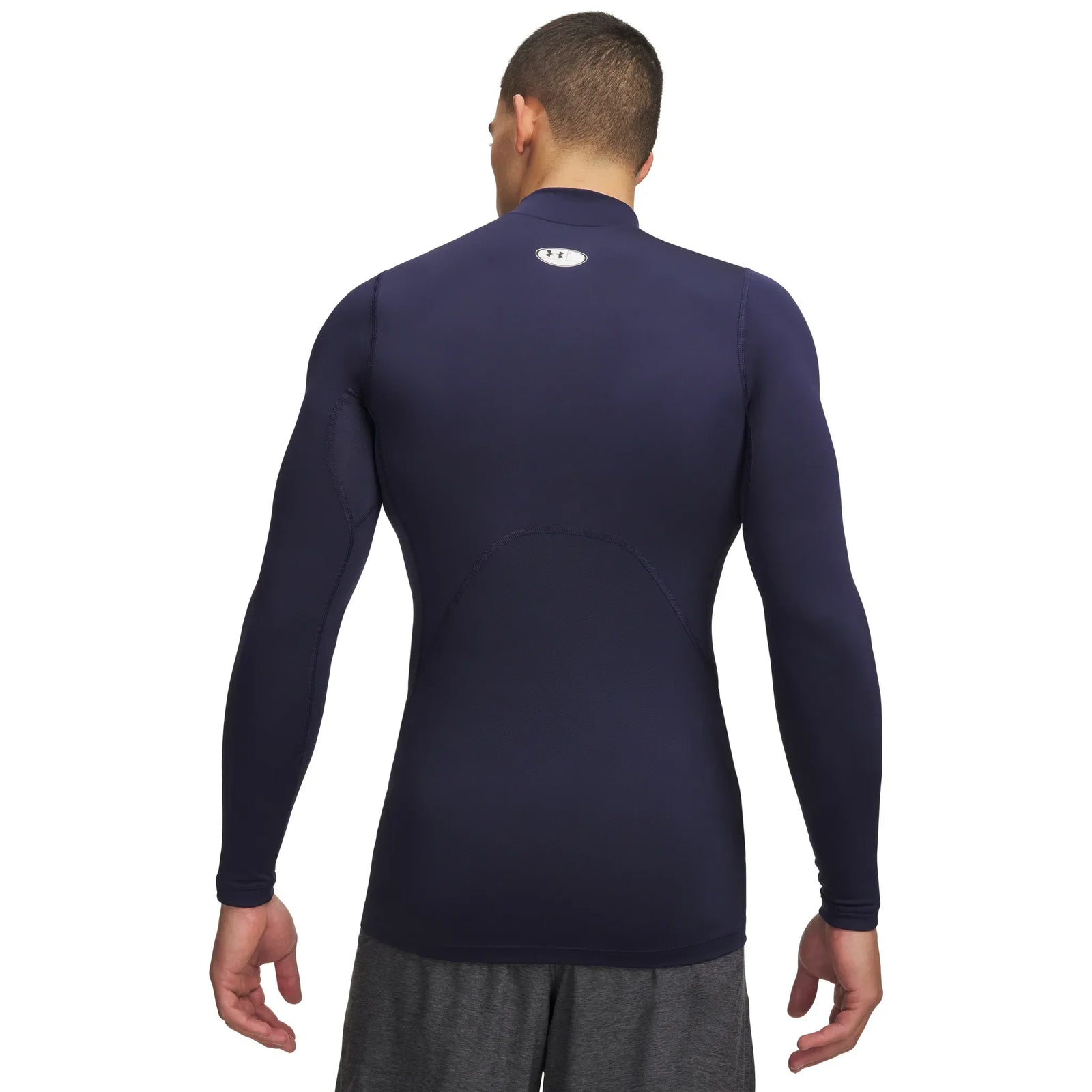 UA ColdGear chandail de compression à col montant et manches longues pour homme Midnight Navy / Blanc - dos