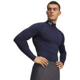 UA ColdGear chandail de compression à col montant et manches longues pour homme Midnight Navy / Blanc
