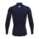 UA ColdGear chandail de compression à col montant et manches longues pour homme Midnight Navy / Blanc - dos