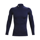 UA ColdGear chandail de compression à col montant et manches longues pour homme Midnight Navy / Blanc