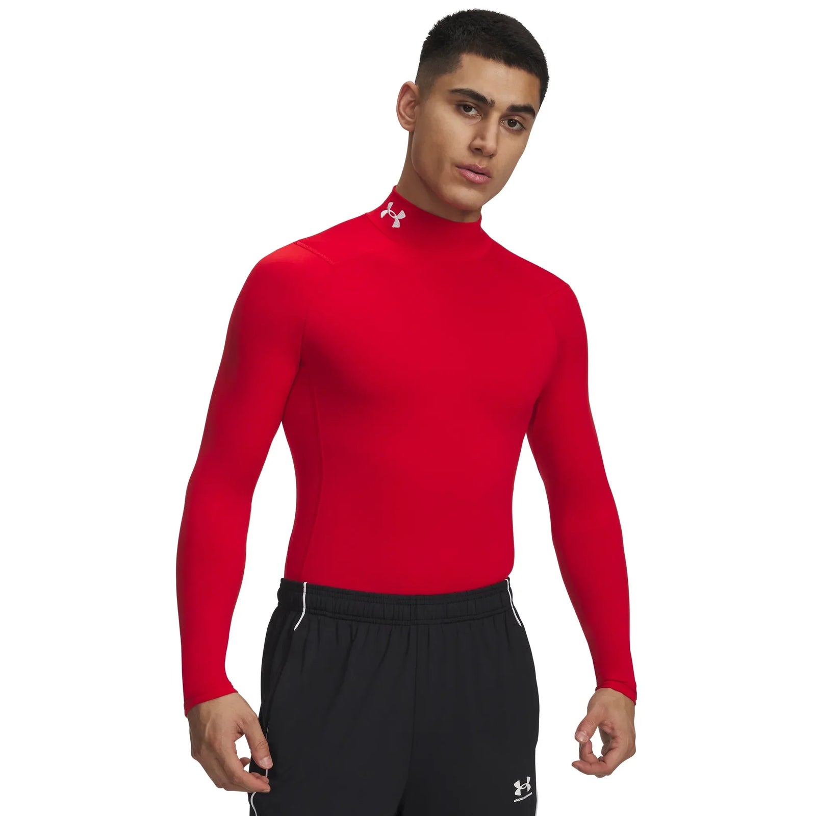 UA ColdGear chandail de compression à col montant et manches longues pour homme Rouge / Blanc