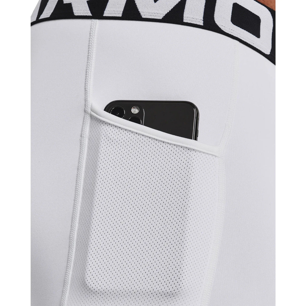 UA ColdGear legging de compression pour homme Blanc / Noir - détail