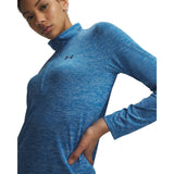 UA Tech Twist chandail demi-zip pour femme Aegean Blue / Blackout Navy - détail