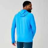 Brooks Momentum Thermal chandail à capuchon de course à pied pour homme – Bleu Cyber (vue arrière)