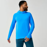 Brooks Momentum Thermal chandail à capuchon de course à pied pour homme – Bleu Cyber (vue avant)