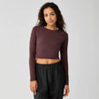 Brooks Luxe chandail court de course à manches longues pour femme - Cocoa