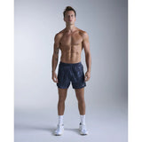 2XU Aero 5 Inch short de course à pied pour homme - Midnight Marble / Argent réfléchissant