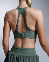 2XU Aero Mesh soutien-gorge de sport à soutien moyen pour femme - Olive Leaf / Olive Leaf réfléchissant