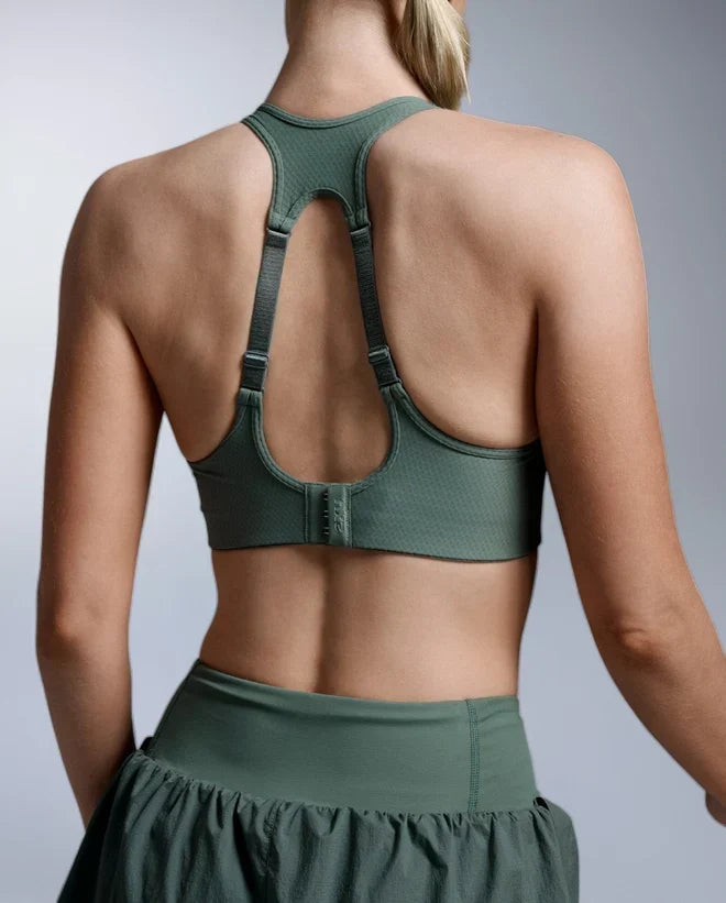 2XU Aero Mesh soutien-gorge de sport à soutien moyen pour femme - Olive Leaf / Olive Leaf réfléchissant