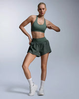 2XU Aero Mesh soutien-gorge de sport à soutien moyen pour femme - Olive Leaf / Olive Leaf réfléchissant