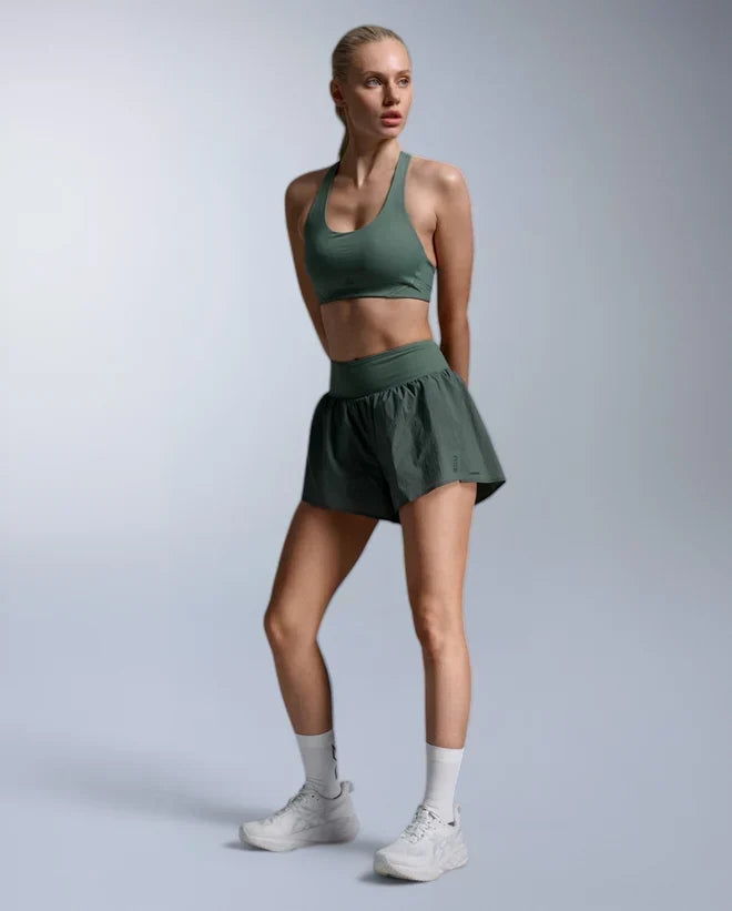 2XU Aero Mesh soutien-gorge de sport à soutien moyen pour femme - Olive Leaf / Olive Leaf réfléchissant